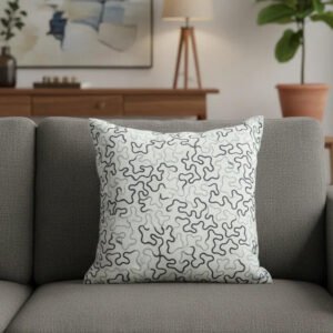 Handmade Aari Embroidered Black Mint Cushion Cover