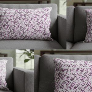 Handmade Aari Embroidered Cushion Cover - Purple Pink Spiral