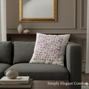 Elegant Purple Embroidered Cushion Cover _ Decorative Cotton Throw Pillow Cover for Sofa & Living Room