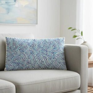 Artistic Blue Swirl Minimalist Throw Pillow for Sofa